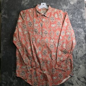 The Territory Ahead Coral Paisley Button Down Shirt Mens XLT 100% Cotton